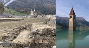 В Италии из-под воды появилась деревня, затопленная 70 лет назад (11 фото)