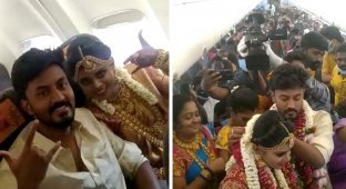 Пара из Индии провела свадьбу в самолете в обход антиковидных мер (5 фото + 3 видео)