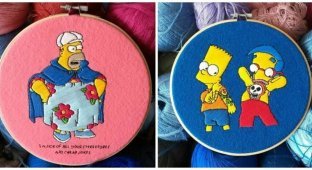 Поклонница "Симпсонов" создает яркие вышивки со сценами из мультсериала (14 фото)