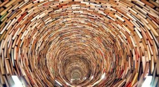 Бесконечный тоннель из книг (4 фото)