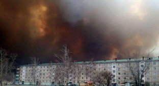 В Забайкалье степные пожары перекинулись на поселения (4 фото)