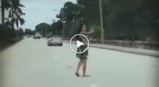 Девушка помогла необычным пешеходам перебраться на другую сторону