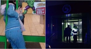 Жительница Нижнекамска застряла в дверях при попытке взломать супермаркет (3 фото)