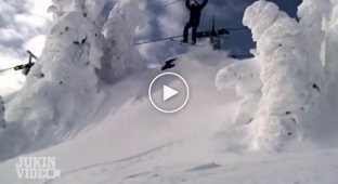 Неудачный прыжок на лыжах