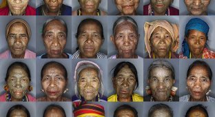 Татуированные лица женщин народности чин из Бирмы (14 фото)
