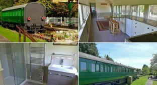 Древний железнодорожный вагон превратили в дом для аренды (8 фото)