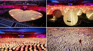 Сердце из тысяч фонариков на Олимпийском стадионе Амстердама в знак поддержки онкобольных (10 фото)