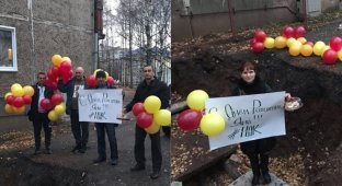 В Кирове отметили день рождения ямы, которую коммунальщики не могут уже месяц закопать (3 фото)