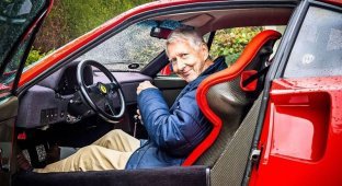 80-летний старик, который все еще с удовольствием водит свой Ferrari F40 (3 фото + 1 видео)