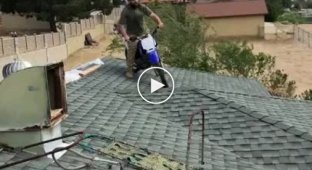 С крыши в бассейн на мотоцикле