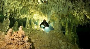 В Мексике нашли самую большую подводную пещеру в мире (6 фото + 1 видео)