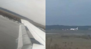 Пассажир экстренно севшего лайнера опубликовал видео приземления на недостроенную полосу (3 фото + 1 видео)