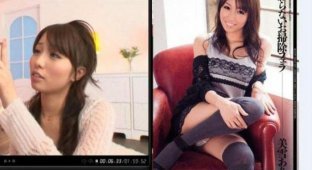 Девушки из японского порно "в кино и в реальности" (8 фото)