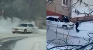 GTA по-биробиджански: водитель устроил погоню с катанием полицейских на капоте (5 фото + 2 видео)