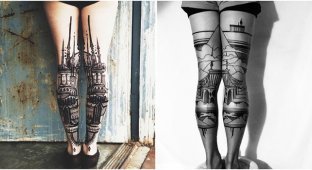 Татуировки вместо чулок: тату-гравюры, сделанные на задней части ног (12 фото)