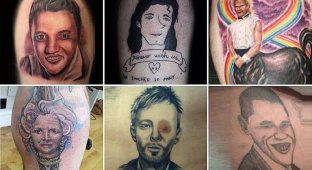 Татуировки с ужасными лицами звезд (17 фото)