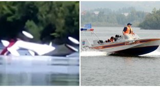 "Ну, разбился и разбился": рыбаки засняли падение частного самолета в Москву-реку (мат) (2 фото + 2 видео)