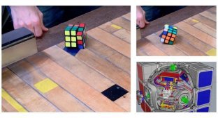 Японский конструктор сделал кубик Рубика, который собирает себя сам (4 фото + 1 видео)