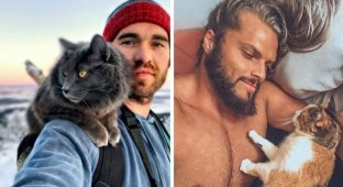 25 фотографий, которые доказывают, что между котами и мужчинами возникает особенная связь (27 фото)