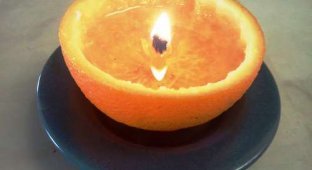 Как сделать свечу из апельсиновой кожуры (3 фото)