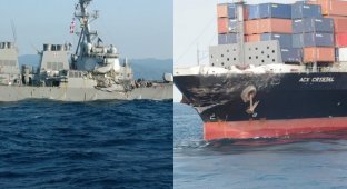 Столкновение эсминца США с контейнеровозом (15 фото)