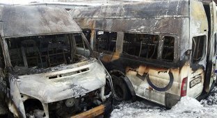 В результате разборок мурманских маршруточников сожжено 19 микроавтобусов (13 фото)