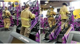 Американские пожарные в полном обмундировании прошли 110 этажей по лестнице-тренажёру в память о теракте 11 сентября (6 фото)