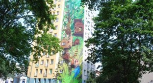 Креативная раскраска панельных многоэтажек в Польше (2 фото)