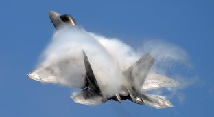 Потрясающие снимки истребителя F-22, совершающего головокружительные маневры (9 фото)
