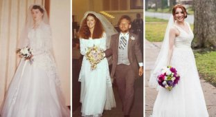 Невеста вышла замуж в том же платье, что её бабушка и мама (12 фото)