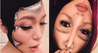 Галлюциногенный макияж, с помощью которого эта девушка экспериментирует со своим лицом (28 фото)