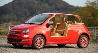 Fiat 500 Jolly Conversion 2010 года: пляжный автомобиль с плетёным интерьером (11 фото)