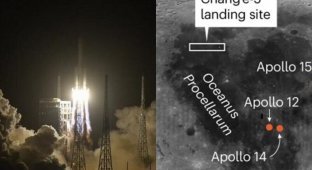 Китай запустил ракету для доставки на Землю лунного грунта (4 фото + 1 видео)