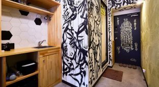 Парень разрисовал красиво стены арендованной квартиры (4 фото + 1 видео)