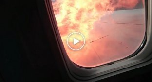 Во время проверки двигателя в самолете, резко воспламенился