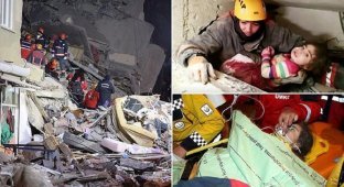 Спасатели ищут жертв землетрясения в Турции под завалами (62 фото + 1 видео)
