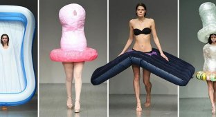 Платья-презервативы и юбки из матрасов показали на Неделе моды в Лондоне (11 фото)