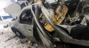 Машину разворотило в клочья: взрыв газового баллона на АЗС в Башкирии (5 фото + 2 видео)