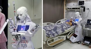 В египетской больнице тесты на коронавирус делает медсестра-робот (7 фото + 1 видео)