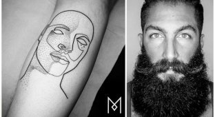 Минимализм всегда в моде: лаконичные татуировки "в одну линию" (31 фото)