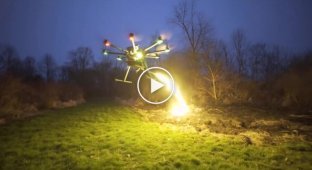 Зрелищные испытания дрона-огнемета