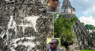 Туристы-вандалы осквернили храм майя (5 фото)