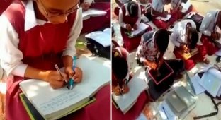 В индийской школе все дети пишут обеими руками, хотя это умеет всего 1% населения Земли (3 фото + 1 видео)
