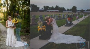 Душераздирающие кадры: невеста плачет на могиле жениха (13 фото)