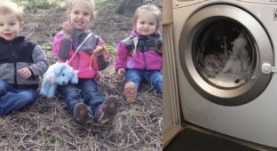 Трехлетняя девочка из США оказалась заперта внутри стиральной машинки (3 фото)