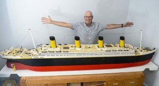 65-летний мужчина потратил 2 года на создание из 40 тыс. кубиков LEGO копии Титаника (13 фото)