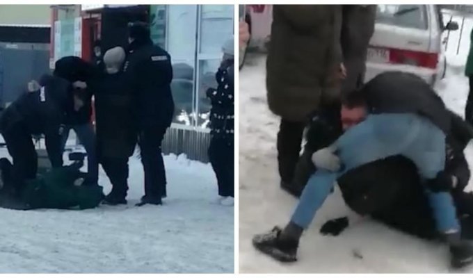 Полицейские из-за отсутствия маски устроили потасовку с беременной женщиной и очевидцем в Татарстане (2 фото + 1 видео)
