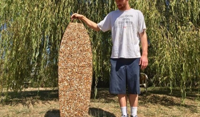Сёрфер из Калифорнии смастерил доску из 10 000 окурков (9 фото + 1 видео)