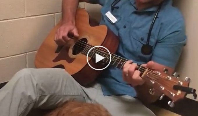 Заботливый ветеринар поет песни для своих четвероногих пациентов