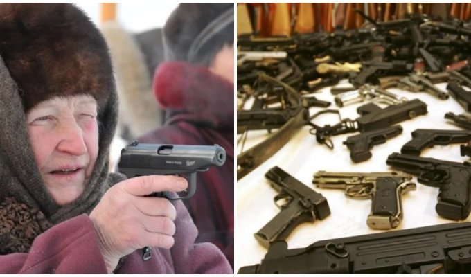 В Новосибирске родственница случайно обнаружила у 80-летней старушки целый арсенал оружия (2 фото)